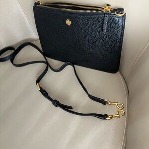 Tory Burch Double Zip Slim Crossbody (Black)